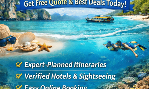 Explore Andaman with tropical beaches, snorkeling, cruise experiences, expertly planned itineraries, and a prominent free quote call-to-action
